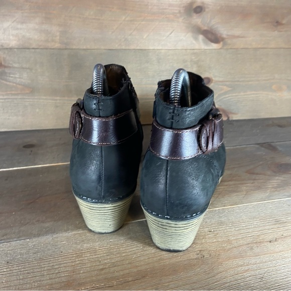 dansko tivoli womens size 37 shoes black leather side zip wedge ankle boots - Picture 5 of 8